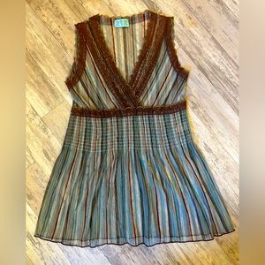 213 Striped Sheer Top With Lace